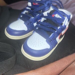 Nike Jordan Mid 1 ' High-Top Sneakers in Blue & White